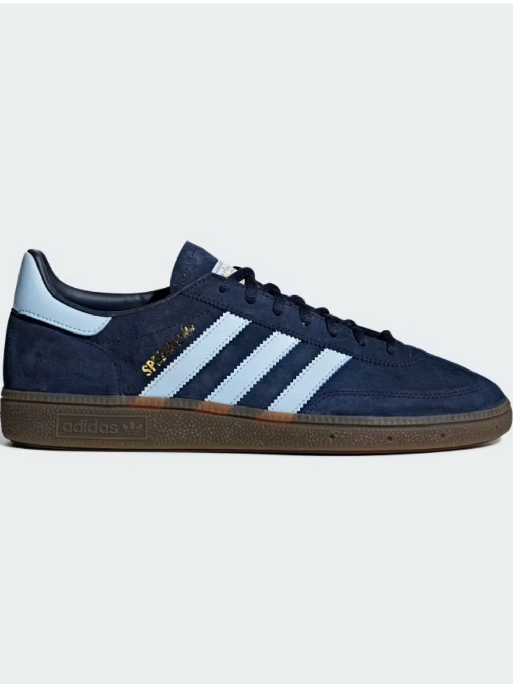Adidas Handball Spezial Shoes in Collegiate Navy/Clear Sky/Gum, size M7.5/W8.5